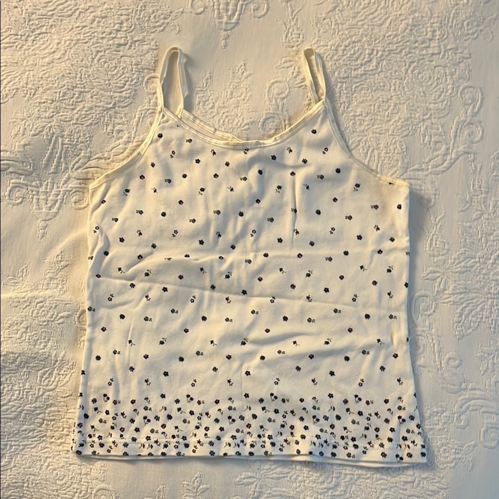 White Floral Women's Tank Top